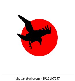 Raven Symbol Logo. Tattoo Design. Vector Illustration.