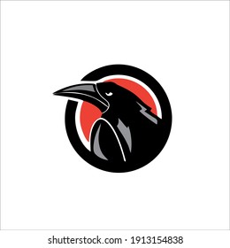 Raven Symbol Logo. Tattoo Design. Vector Illustration.