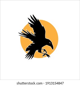 Raven Symbol Logo. Tattoo Design. Vector Illustration.