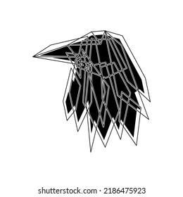 Raven tattoo. Black and white crow geometric tattoo. Isolated on a white background. Vector illustration.