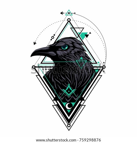 Raven with triangle ornament