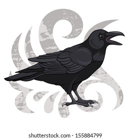 Raven, vector illustration