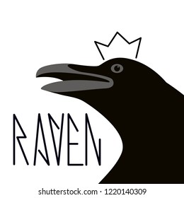 raven vector illustration profile view