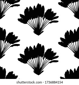 Ravenala viajeros de árbol de palma vector de palma patrón negro y blanco sin costuras 
