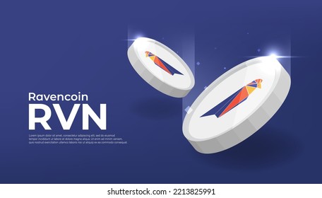 Ravencoin (RVN) coin cryptocurrency concept banner background.