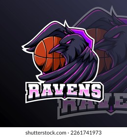 Ravens Basketball Animal Logo Sport Club Team Badge