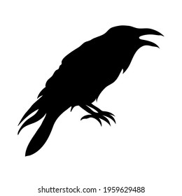 Ravens black silhouette. Vector illustration isolated on white background EPS 10