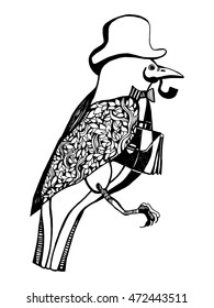 raven,silhouette raven,decorative bird,bird gentlemen