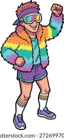 Raver En Chaqueta De Piel De Arco Iris
