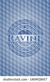 Ravine blue emblem with geometric pattern. Vector Illustration. Detailed.