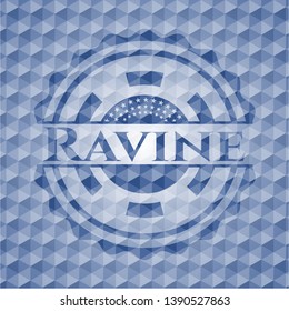 Ravine blue hexagon badge. Vector Illustration. Detailed.