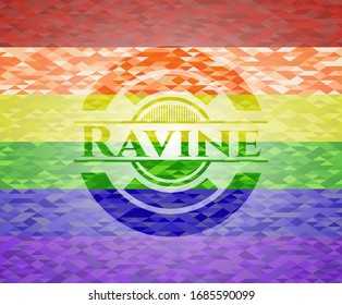 Ravine lgbt colors emblem. Vector Illustration. Mosaic.