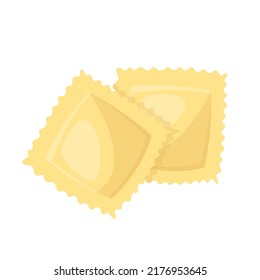 Ravioli Cartoon. Pasta Cheese, Tortellini Sauce, Italian Dish Ravioli Vector Illustration
