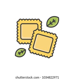 Ravioli flat line colored icon.