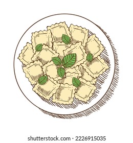 ravioli food flat icon isolated