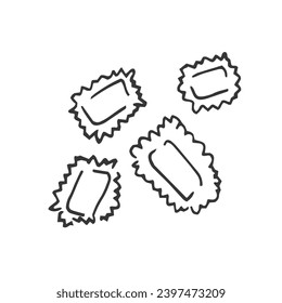 Ravioli isolated on a white background. Set. Doodle flat style vector illustration