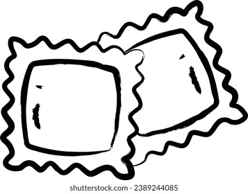 Ravioli pasta hand drawn vector illustration