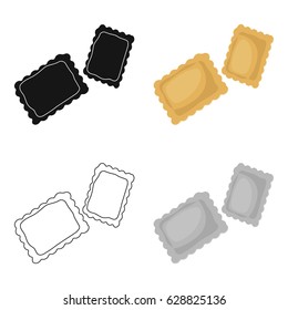 Ravioli pasta icon in cartoon style isolated on white background. Types of pasta symbol stock vector illustration.