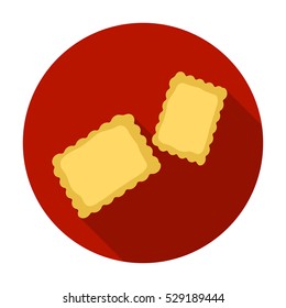 Ravioli pasta icon in flat style isolated on white background. Types of pasta symbol stock vector illustration.
