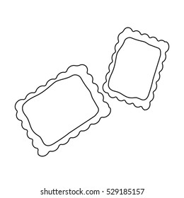 Ravioli pasta icon in outline style isolated on white background. Types of pasta symbol stock vector illustration.