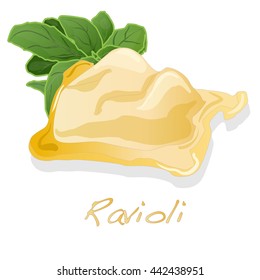 Ravioli pasta isolated vector illustration