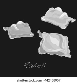 Ravioli pasta isolated vector illustration