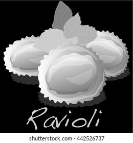 Ravioli pasta isolated vector illustration