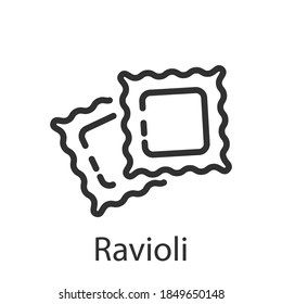 Ravioli pasta, linear icon. Editable stroke