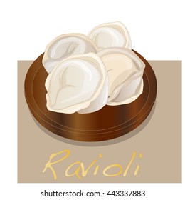 Ravioli pasta set vector illustration