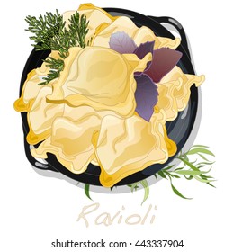 Ravioli pasta set vector illustration