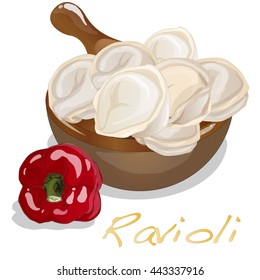 Ravioli pasta set vector illustration