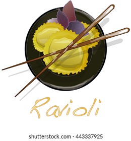 Ravioli pasta set vector illustration