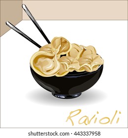 Ravioli pasta set vector illustration
