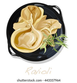 Ravioli pasta set vector illustration