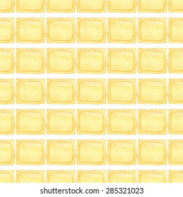 Ravioli. Seamless pattern with italian pasta. Real watercolor drawing. Vector illustration. Traced painting