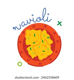 Ravioli sticker designed in a flat style 