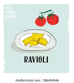 Ravioli. Vector illustration Eps10 file. Global colors&layers.