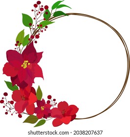Ravishing Red Floral Vector Wreath Design