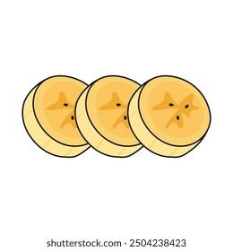 Raw banana slices vector illustration