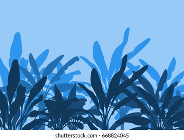 Raw banana tree farm field vector background