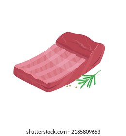 Raw beef ribs isolated on a white background