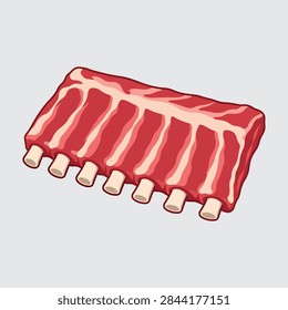 Raw Beef Ribs Rack Vector