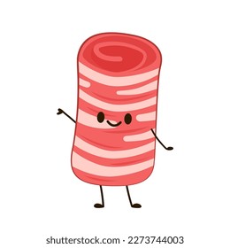 Raw beef slice for hot pot,chinese food. Italian prosciutto crudo or spanish jamon. Roll meat character, isolated on white background.