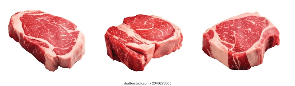 Raw beef stake vector set