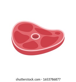 raw beef steak flat icon. Vector raw beef steak in flat style isolated on white background. Element for web, game and food meat advertising