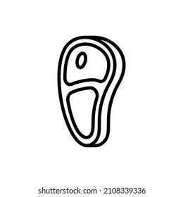 Raw beef steak thin line icon. Modern vector illustration of meat.
