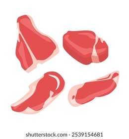 Raw Beef Steak Vector Illustration
