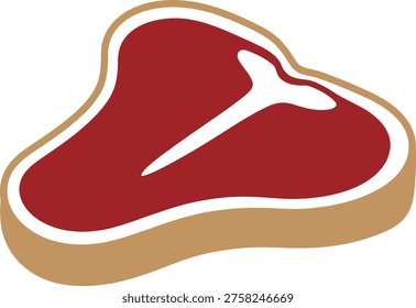 Raw beef t-bone steak vector illustration, fresh red meat icon, gourmet porterhouse cut isolated on white, butcher shop graphic, steakhouse food design.