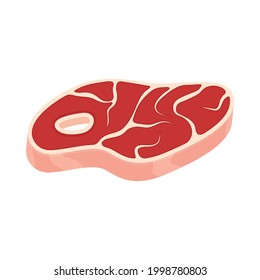 Raw beef tenderloin. Beef steak on white background. Food theme. Vector illustration 