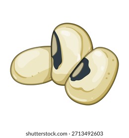 Guisantes negros crudos de ojos en una Ilustración vectorial simple, aislados sobre fondo blanco, legumbres frescas y sin procesar ideales para cocina vegana, vegetariana y saludable y referencias de nutrición